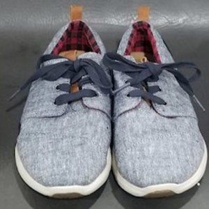 Toms lace up gray/navy/tan size 6